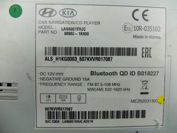 Navigace  Radio CD Hyundai IX20 96560-1K600