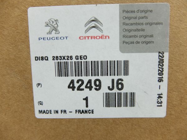 Brzdový Kotouč Předek Originál Citroen Peugeot C4 Berlingo 207 308 283mm 4249J6