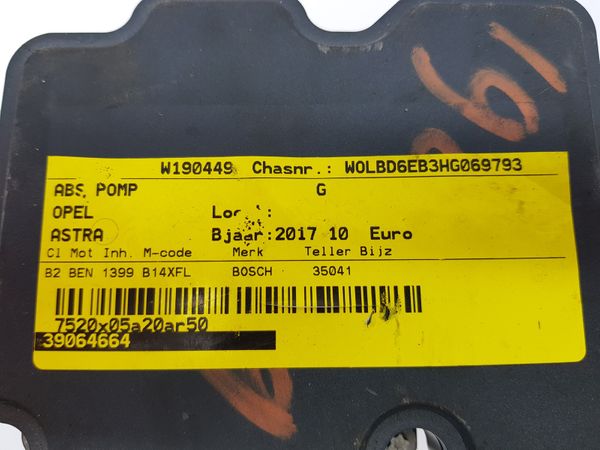 Pumpa Abs Opel Astra K 39064664 0265256728 Bosch