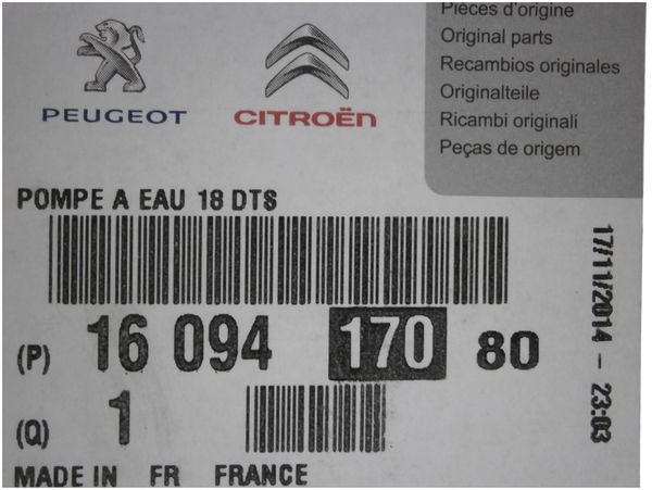 Vodní Čerpadlo  Citroen Peugeot 1.4 18 Zębów 1609417080