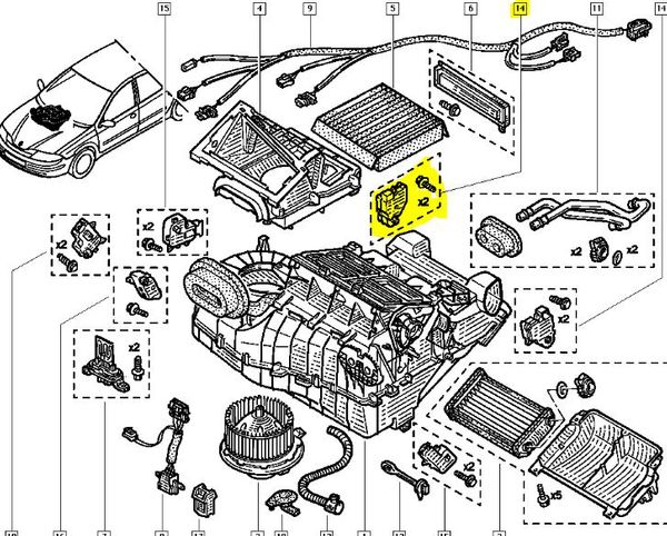 Nastavovaci Prvek, Smesovaci Klapka  Renault Laguna II Clio II Kangoo 7701206537 7701206357