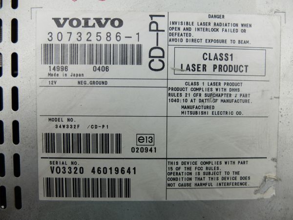 Rádio Cd Volvo S40 V50 30732586-1 CD-P1