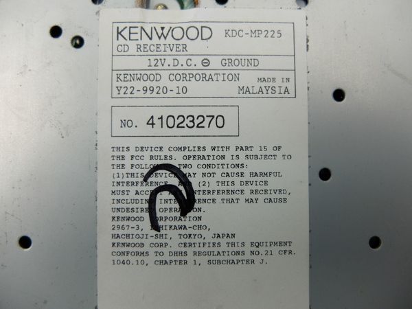 Rádio Cd Mp3 Kenwood KDC-MP225 SIRIUS