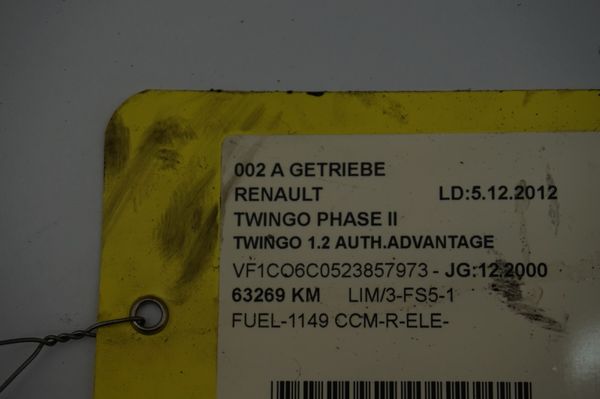 Převodovka JB1975 1,2 Renault Twingo 1 7701700524 63000km