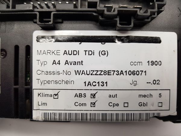 Panel Větrání 8E0820043K Audi A4 B6