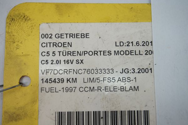 Převodovka 20DL30 2,0 16v Citroen C5 145000km 2205ZH