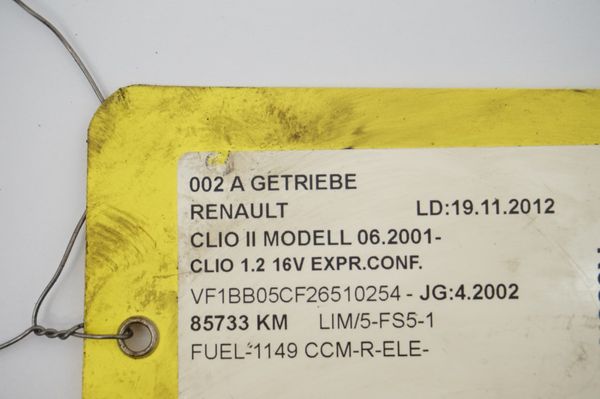Převodovka JB1514 1,2 16v Renault Clio 2 86000 km 7701716373 7701723254